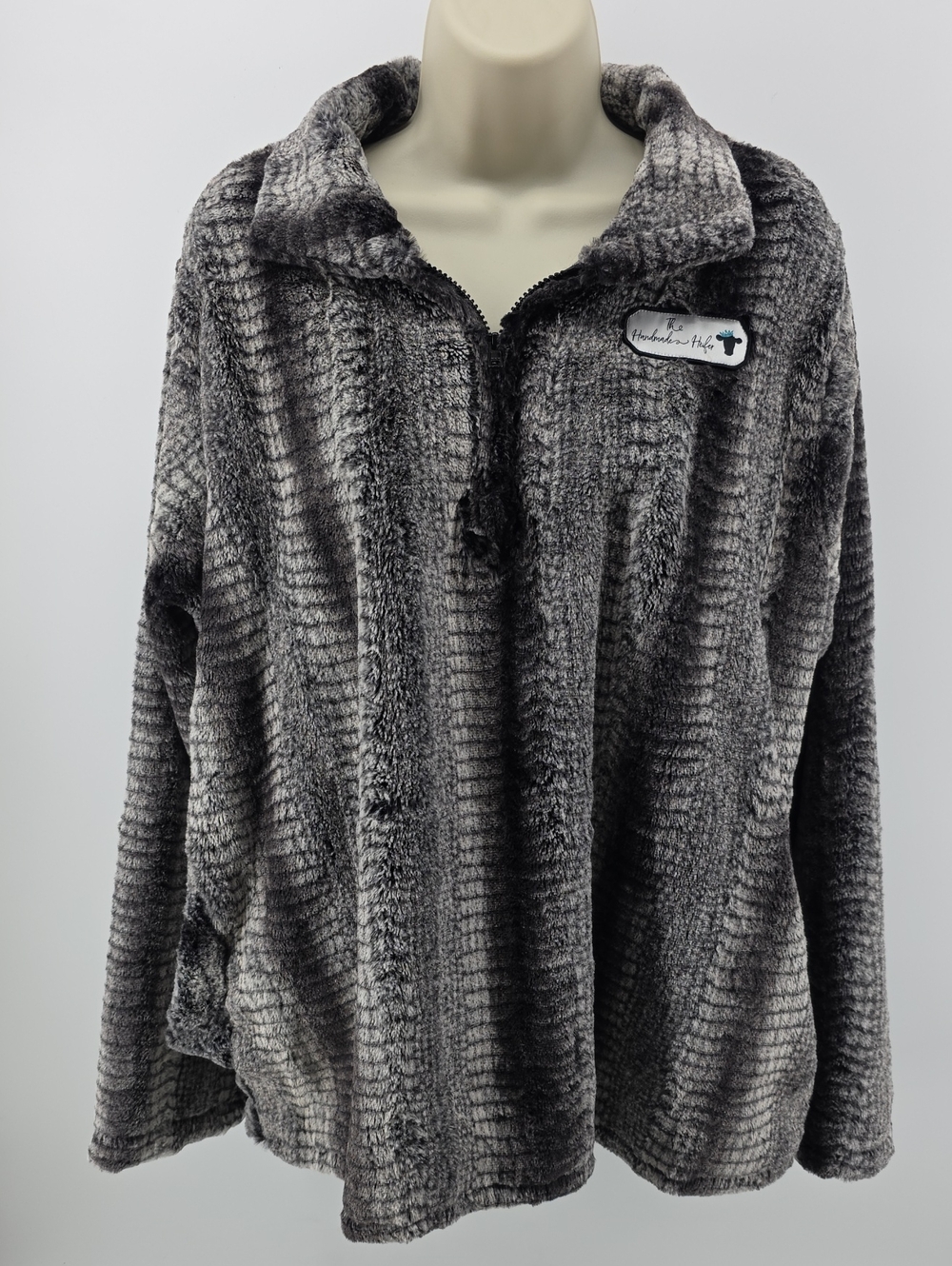 Plush Half-Zip Teddy Jacket - Gray